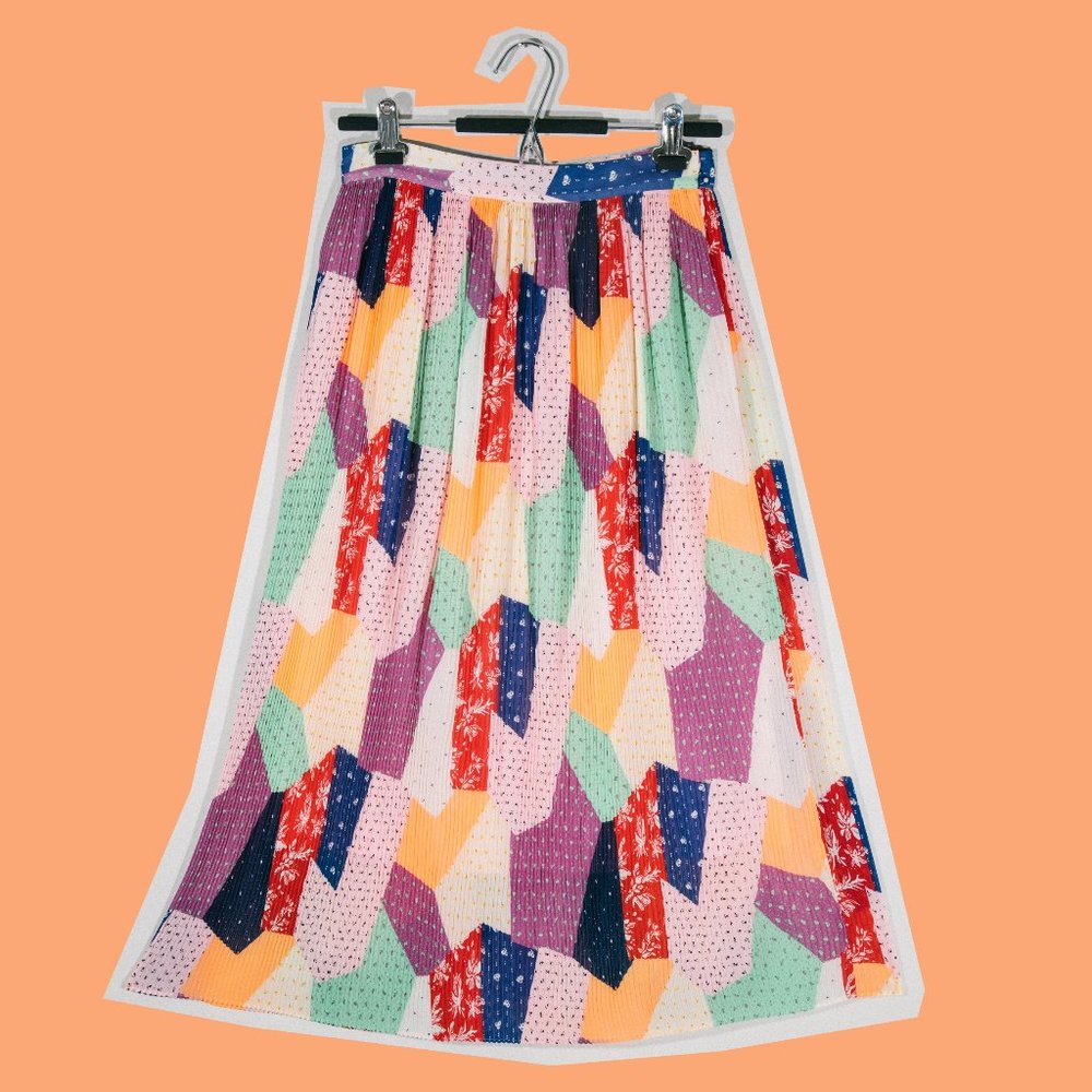 & Other Stories Patchwork Pattern Midi Skirt